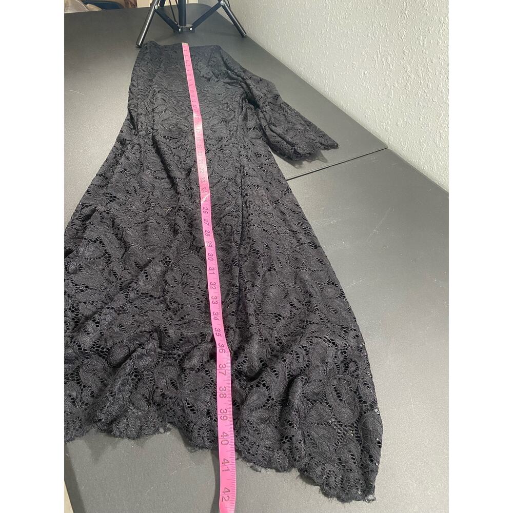 Womens 3xl Faux Wrap Black Dress Lace 3/4 Sleeve Zip Back Knee Length Mini - Picture 5 of 6
